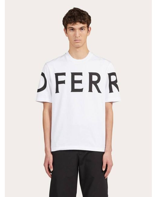 T-shirt manica corta con logo grafico di Ferragamo in White da Uomo