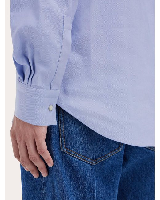 Ferragamo Blue Oxford Shirt for men