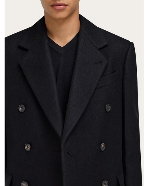 Ferragamo Black Double Breasted Coat for men