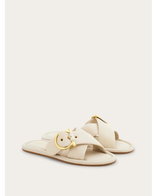 Ferragamo Natural Gancini Ornament Slide