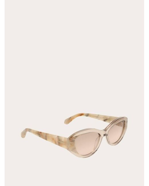Ferragamo Natural Oval Frame Sunglasses