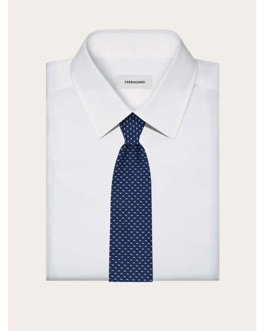 Ferragamo Blue Gancini Jacquard Tie for men
