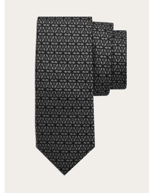 Ferragamo Black Silk Jacquard Tie for men