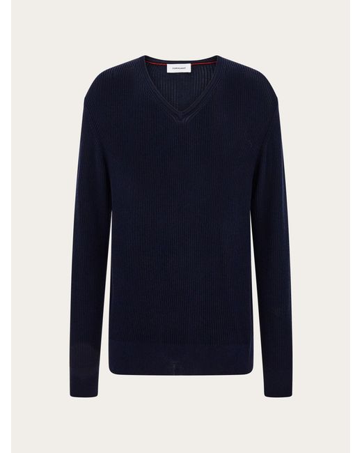 Ferragamo Blue V-Neck Sweater for men