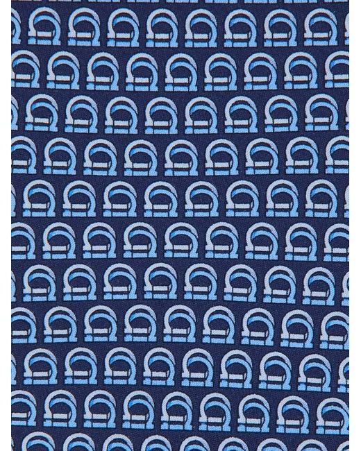 Ferragamo Herren Seidenkrawatte mit Flecht-Gancini-Print in Blue für Herren