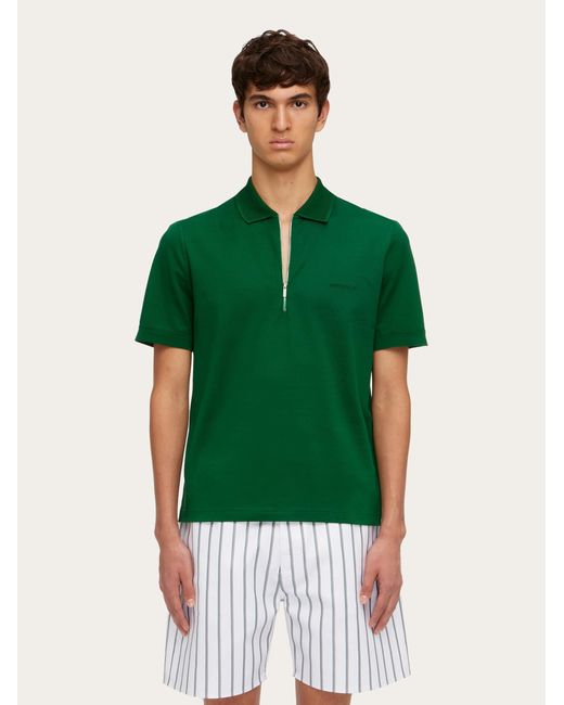 Ferragamo Herren Polohemd Mit Reißverschluss Grün in Green für Herren