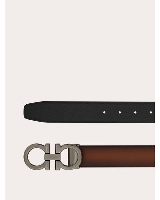 Ferragamo White Reversible And Adjustable Belt With Rectangular Buckle for men