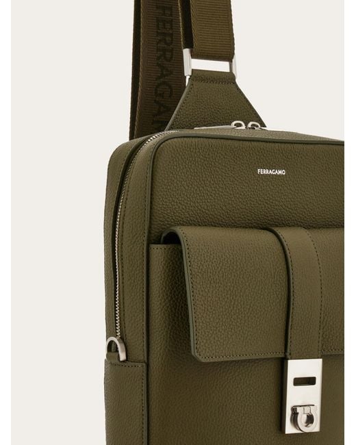 Ferragamo Green Hug Buckle Sling Bag for men