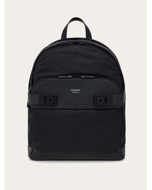 Ferragamo Black Backpack With Gancini Buckles for men