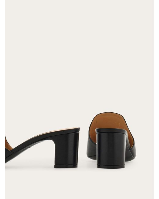 Ferragamo Natural Mid Heel Slide With Gancini Buckle .5