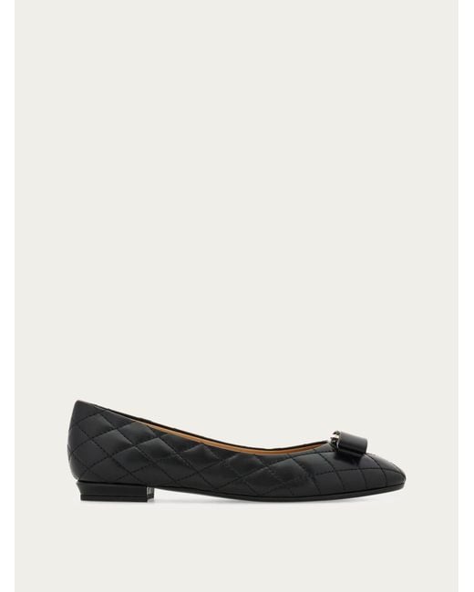 Ferragamo Black Quilted Varina Ballet Flat
