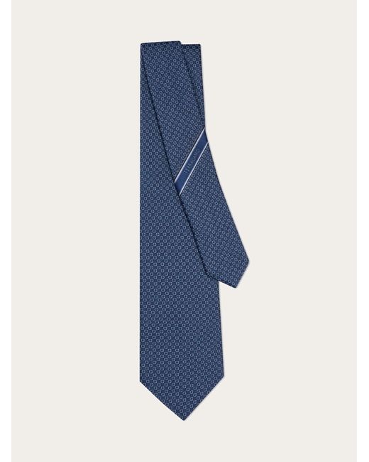 Ferragamo Blue Micro Gancini Print Silk Jacquard Tie for men