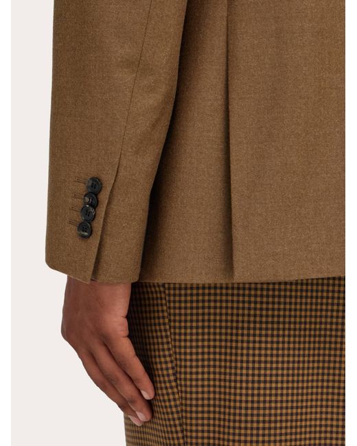 Ferragamo Brown Single Breasted Flannel Blazer for men