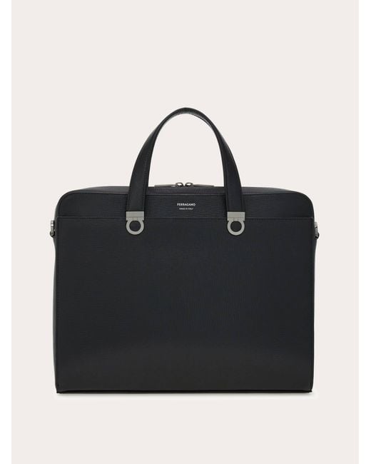 Ferragamo Black Gancini Briefcase for men