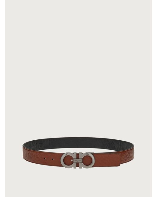 Ferragamo White Reversible And Adjustable Gancini Belt for men