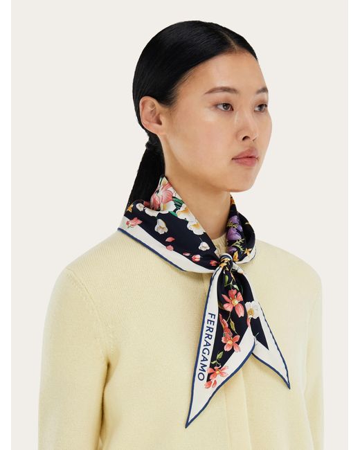 Ferragamo White Spring Print Diamond Scarf