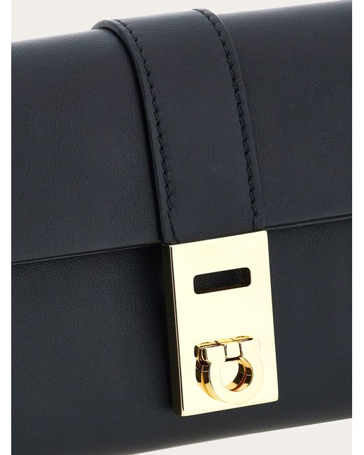 Ferragamo Blue Hug Wallet With Chain