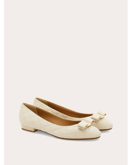Ferragamo Natural Quilted Varina Ballet Flat .5