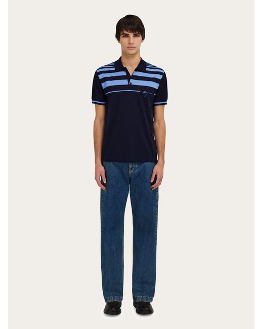 Uomo Polo Con Righe di Ferragamo in Blue da Uomo