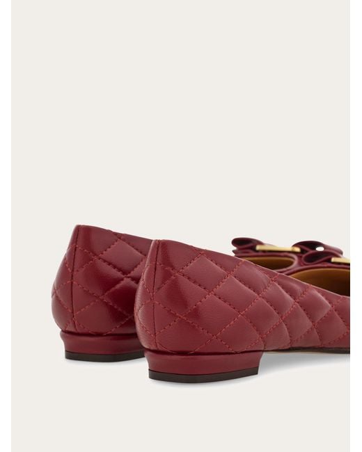 Ferragamo Red Quilted Varina Ballet Flat .5