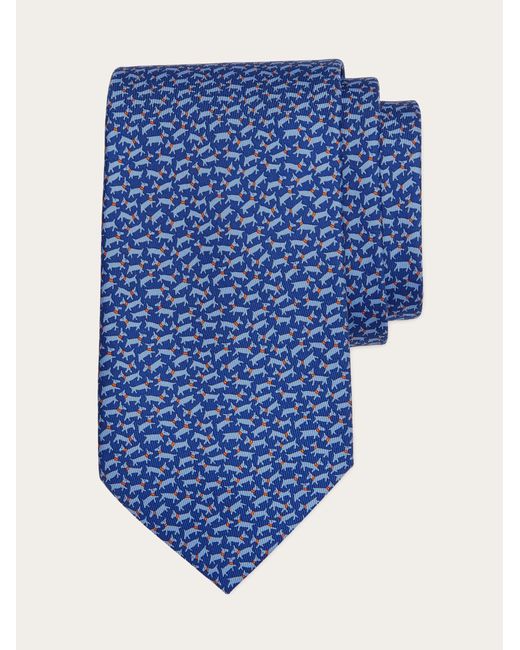 Ferragamo Blue Tobia Print Silk Tie for men