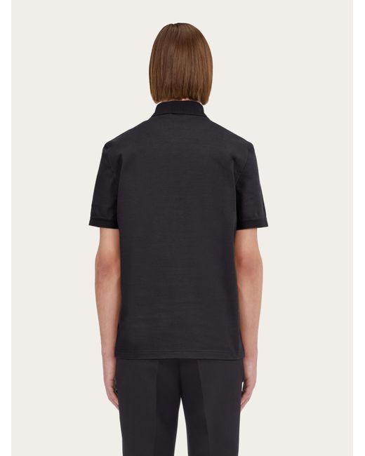 Ferragamo Black Polo With Zip Collar for men