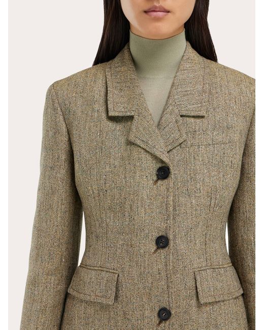 Ferragamo Natural Single Breasted Blazer