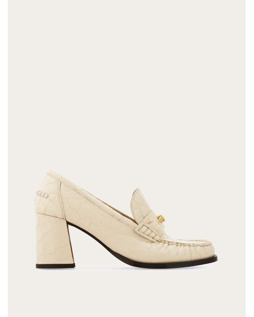 Donna Mocassino Pump Con Fibbia F Taglia di Ferragamo in Natural