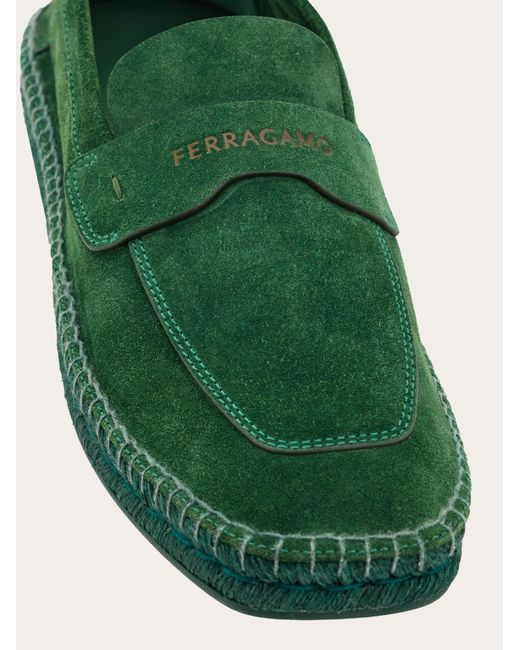 Ferragamo Herren Espadrilles-Loafer in Mokassin-Machart in Green für Herren