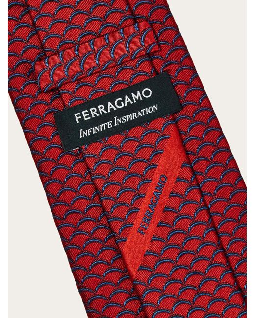 Ferragamo Red Archi Print Silk Tie for men