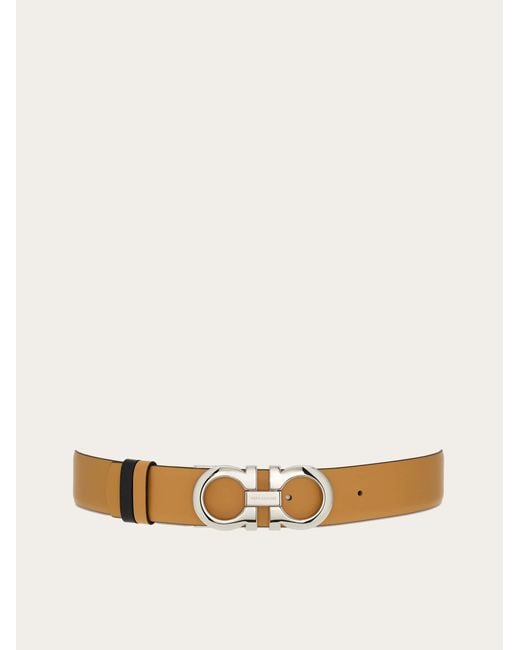Ferragamo Natural Reversible And Adjustable Gancini Belt
