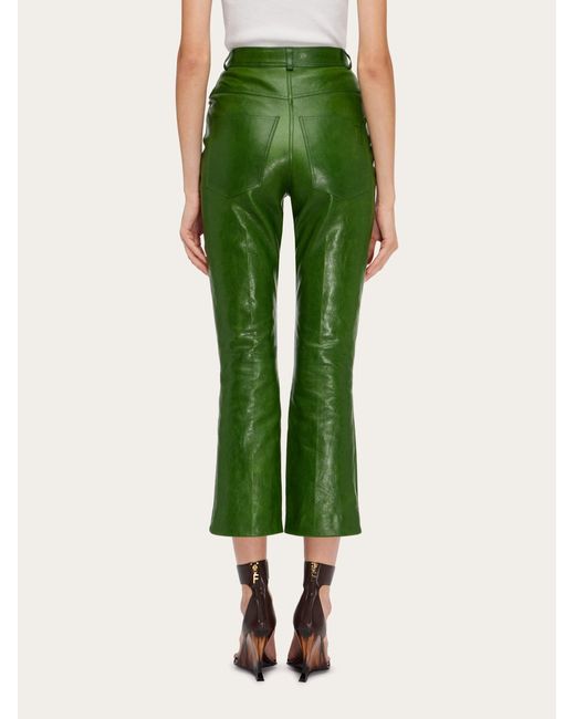 Ferragamo Green Women Five Pocket Nappa Trouser