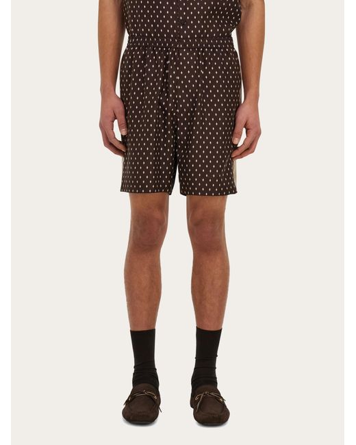 Ferragamo Brown Silk Bermuda Shorts for men