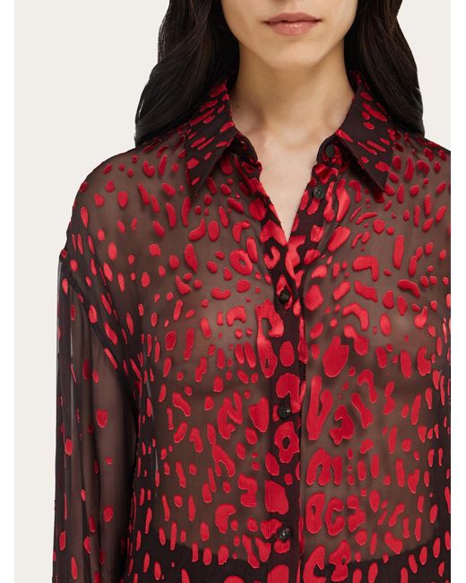 Ferragamo Red Devoré Georgette Shirt