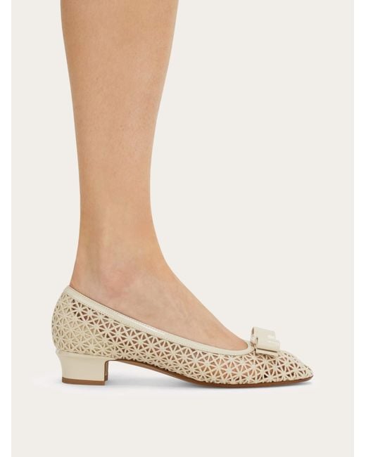 Ferragamo Natural Macramé Vara Bow Pump