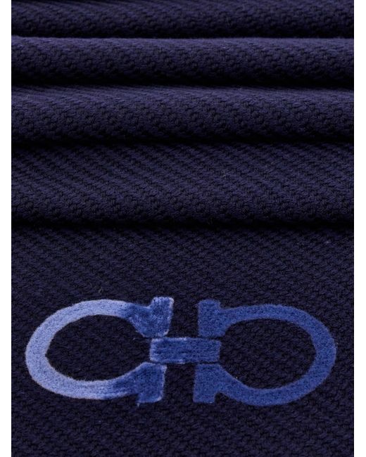 Ferragamo Blue Jacquard Scarf