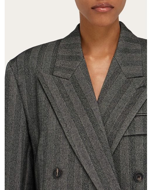 Donna Blazer Doppiopetto Oversize di Ferragamo in Gray