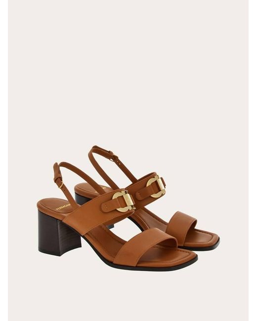 Ferragamo Natural Sandal With Gancini Ornament