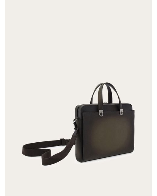 Ferragamo Black Gancini Briefcase for men