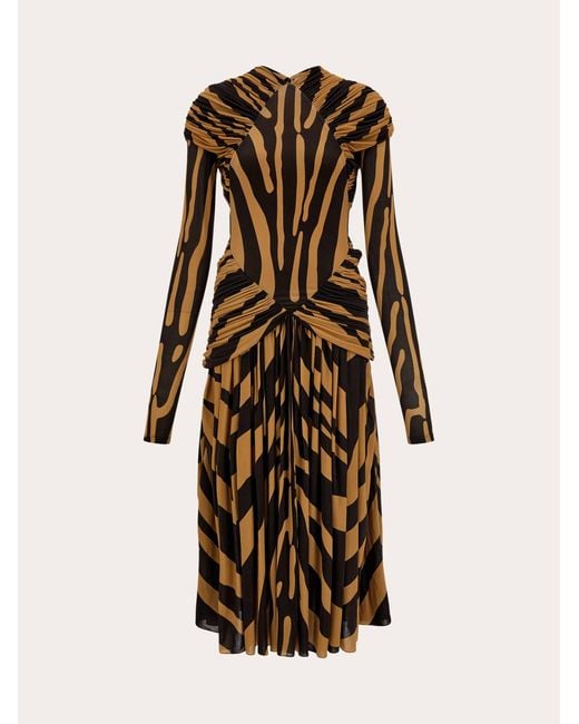 Ferragamo Natural Jersey Dress With Ruched Detail