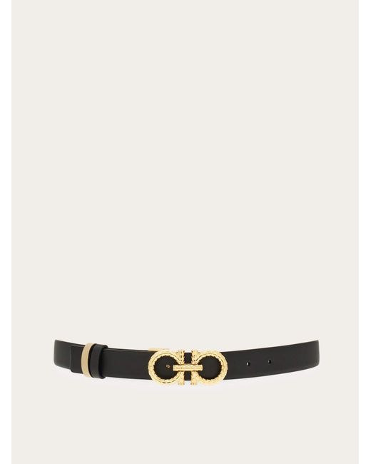 Ferragamo White Adjustable And Reversible Gancini Belt