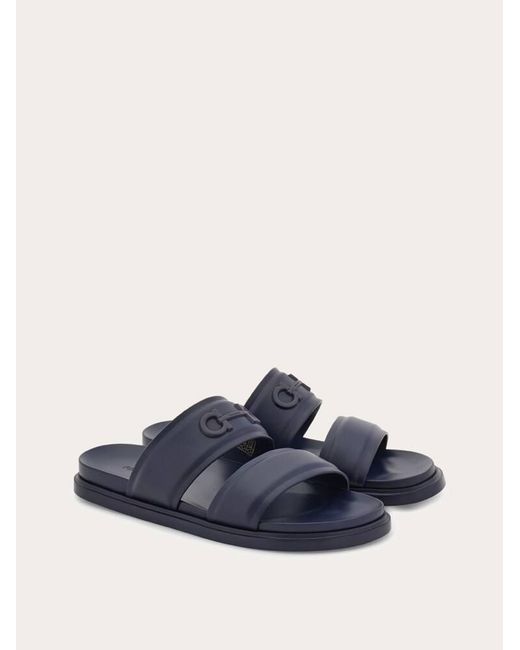 Ferragamo Blue Gancini Ornament Slide for men