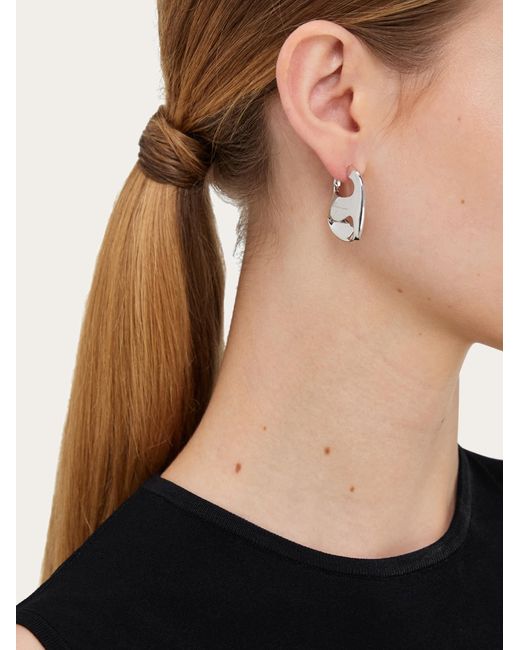 Ferragamo White Vara Earrings (L)