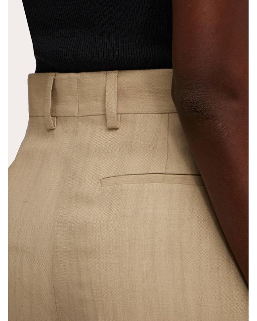 Ferragamo Natural Women Linen Blend Tailored Trouser