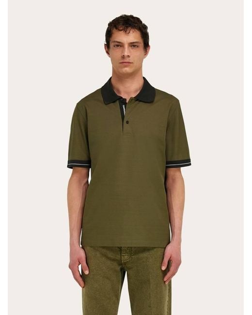 Ferragamo Green Short Sleeve Polo Shirt for men