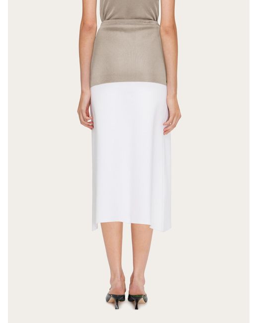 Ferragamo White Two Tone Color Block Layered Skirt