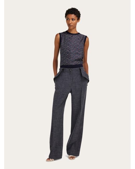 Ferragamo Blue Button Up Trouser