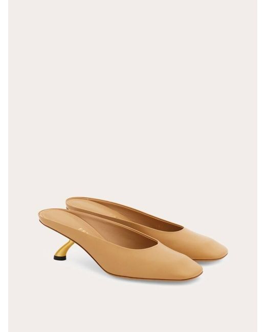 Ferragamo Natural S-Shaped Heel Mule