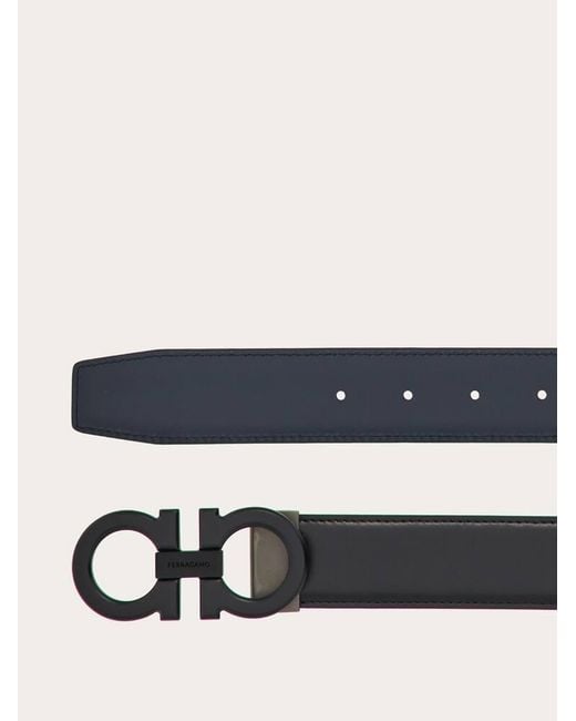 Ferragamo White Reversible And Adjustable Gancini Belt for men