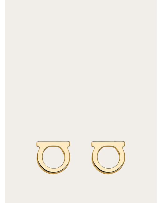 Ferragamo White Silvertone Logo Stud Earrings/0.3"